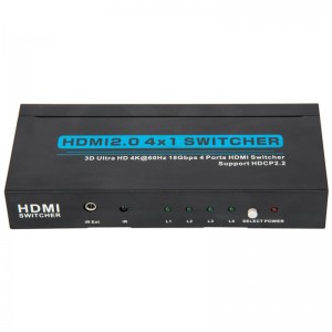 V2.0 HDMI 4x1 -kytkin tukee 3D Ultra HD 4Kx2K @ 60Hz HDCP2.2