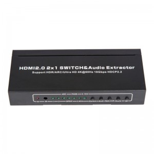 V2.0 HDMI 2x1 -kytkimen ja äänenpoistimen tuki ARC Ultra HD 4Kx2K @ 60Hz HDCP2.2 18 Gbps