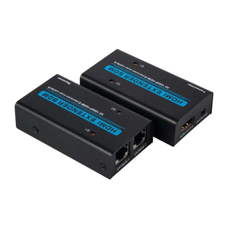 V1.3 HDMI Extender 50m yli kaksois Cat5e \/ 6-kaapelin. Tukee Full HD 1080P: tä