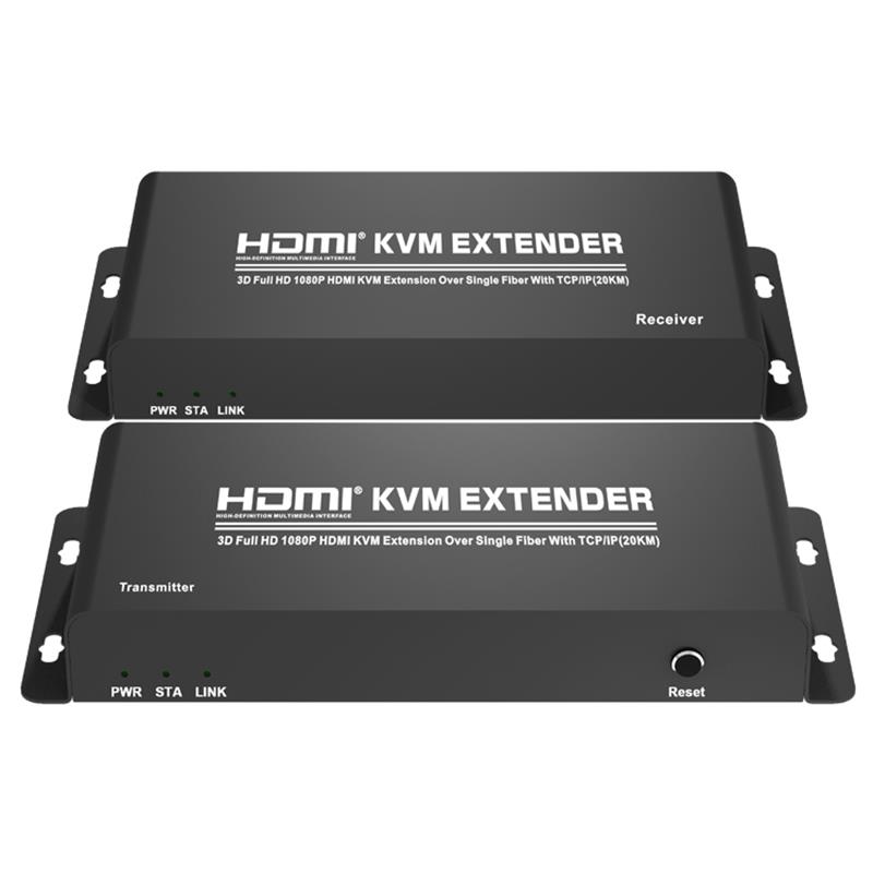 HDMI KVM -laajennus yli yhden kuidun TCP \/ IP-yhteydellä (20 kt) Tukee Full HD 1080P: tä