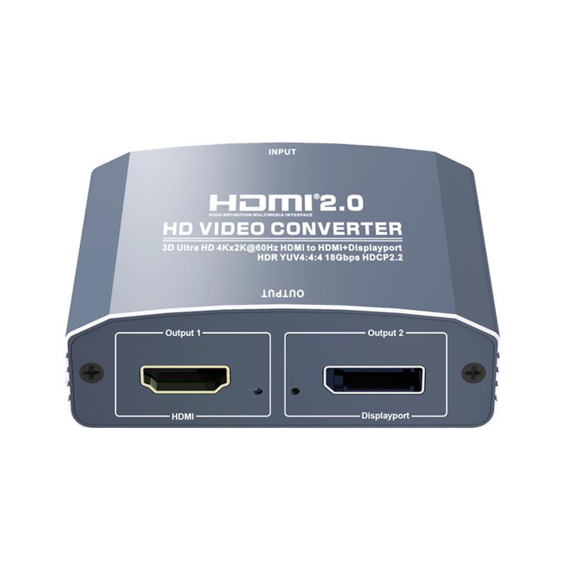 3D Ultra HD 4Kx2K @ 60Hz HDMI-HDMI + DP -muuntimen tuki HDMI2.0 18 Gbps HDR YUV4: 4: 4 HDCP2.2